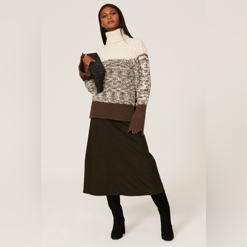 3.1 Phillip Lim Chunky Knit Long Sleeve Turtleneck Sweater Brown size small